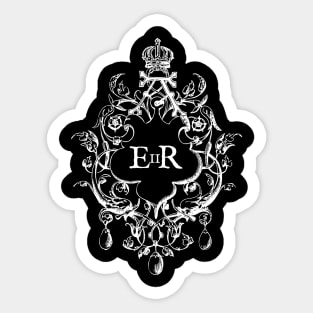 Queen Elizabeth II Royal Cypher in Vintage Frame Sticker